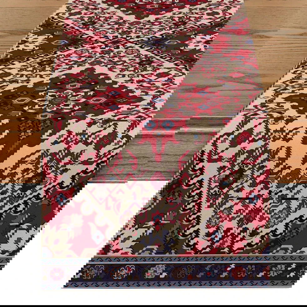 Chemin table imprimé en polyester motif ethnique Ramadan rouge