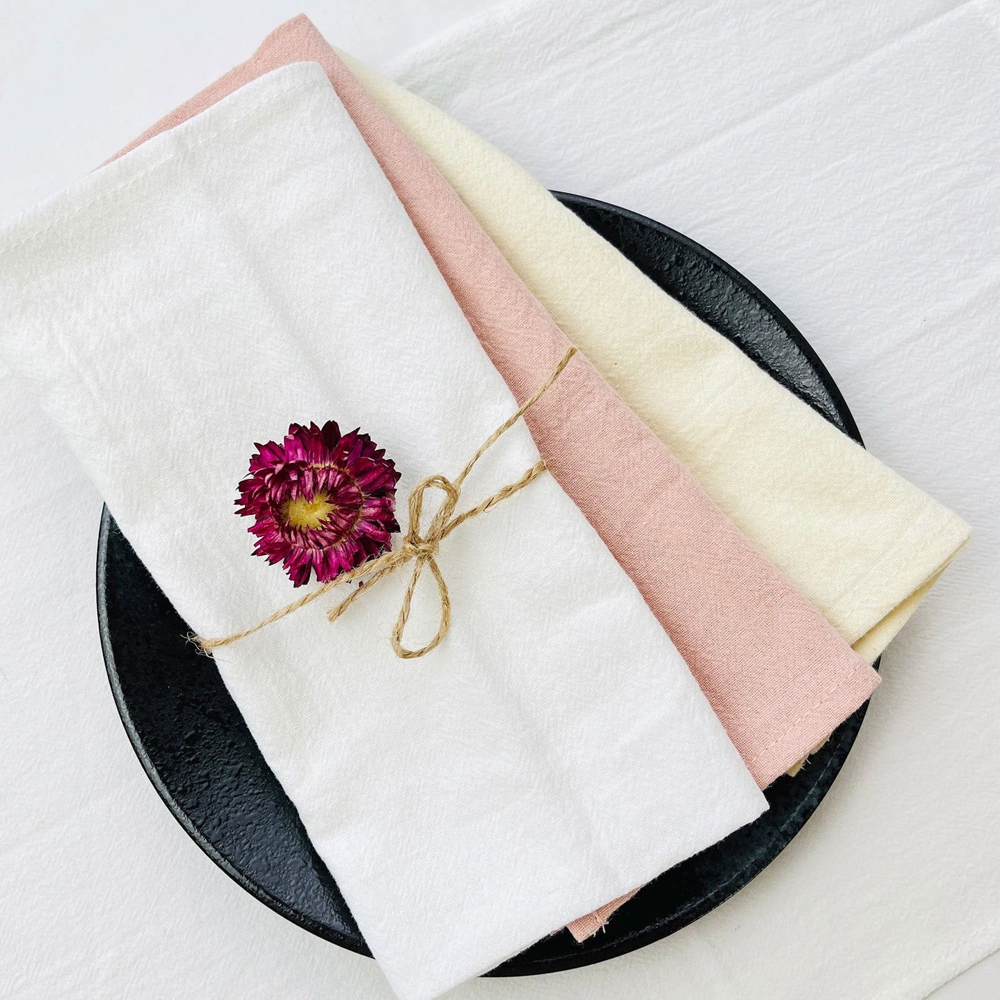 Lot 12 Serviettes de table en coton couleur foncée 30x45