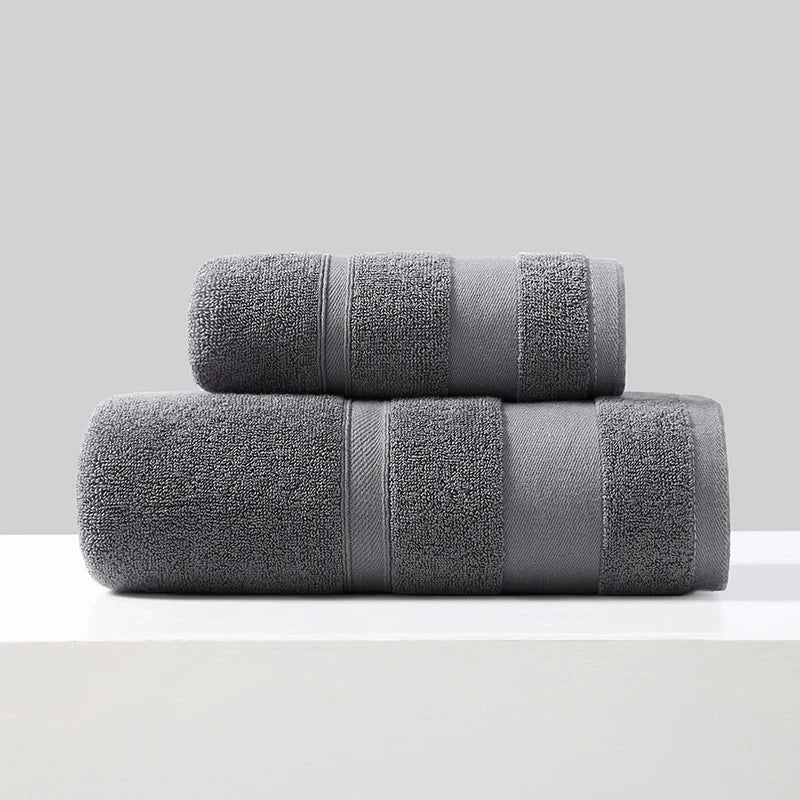 Lot 1 Serviette de toilette et 1 de bain en coton uni 34x74/70x140