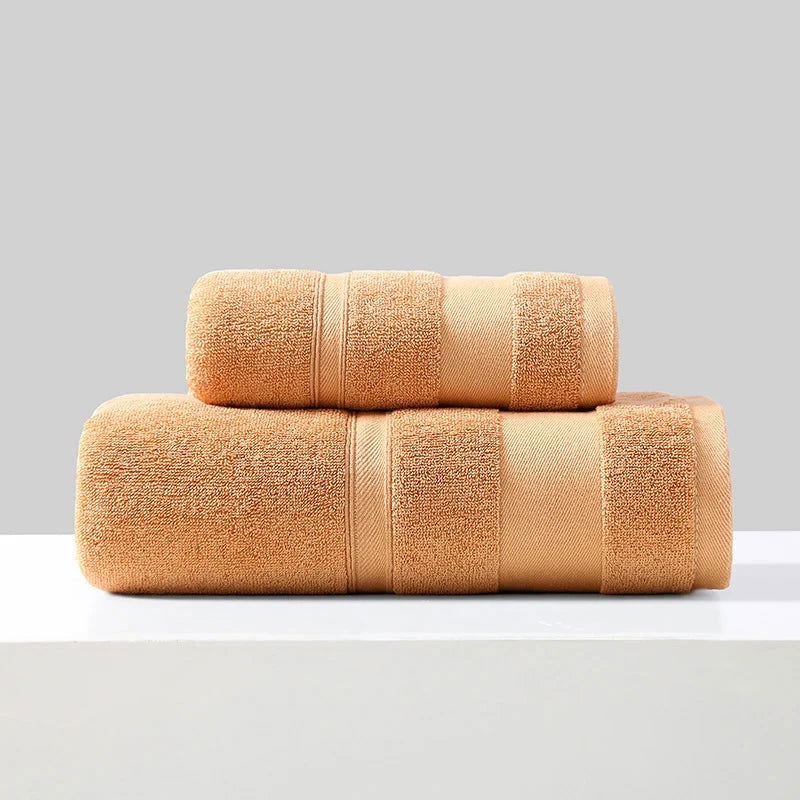 Lot 1 Serviette de toilette et 1 de bain en coton uni 34x74/70x140