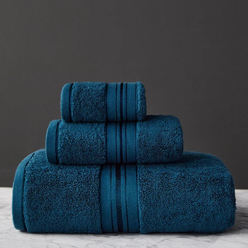 Lot 3Pcs Essuie main Serviette Drap Bain en coton égyptien 6 coloris