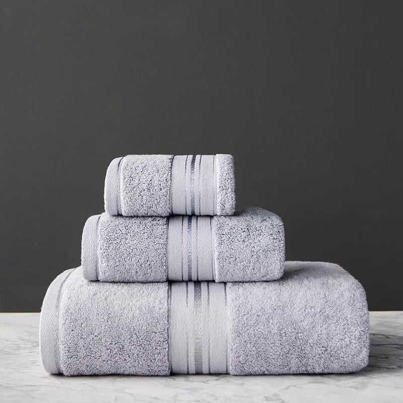 Lot 3Pcs Essuie main Serviette Drap Bain en coton égyptien 6 coloris