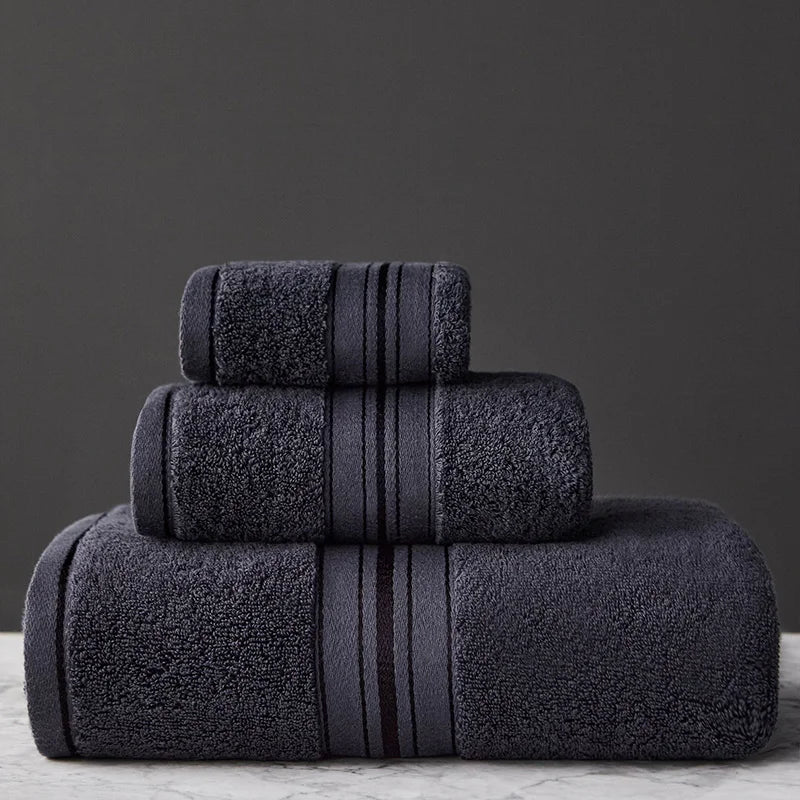 Lot 3Pcs Essuie main Serviette Drap Bain en coton égyptien 6 coloris