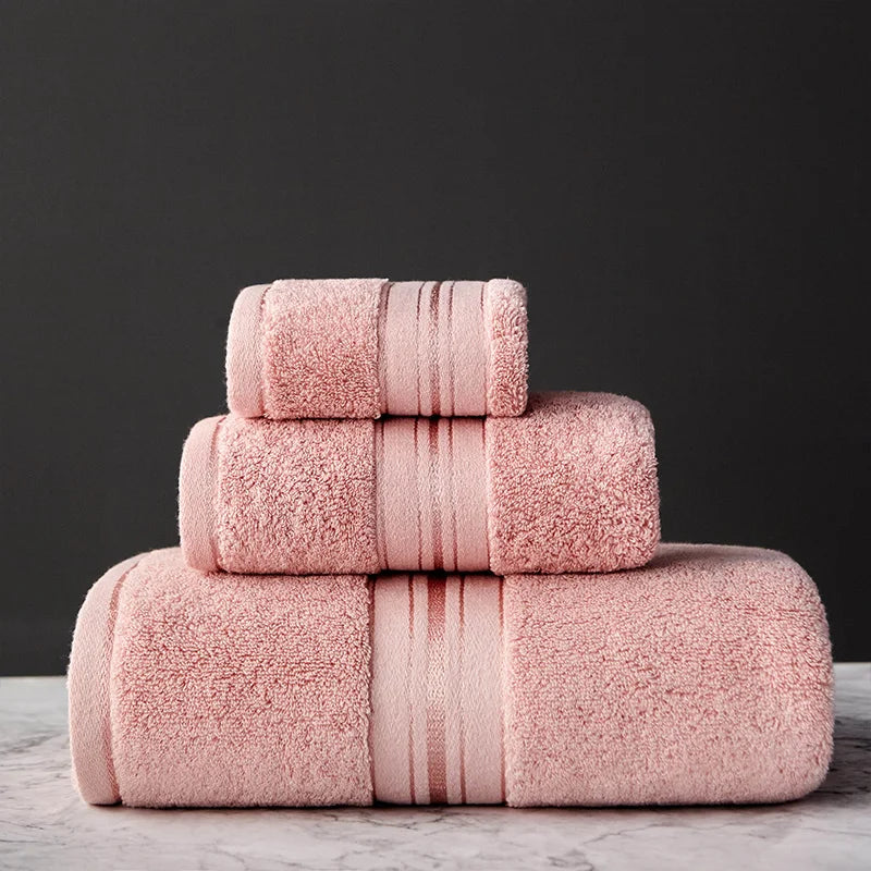 Lot 3Pcs Essuie main Serviette Drap Bain en coton égyptien 6 coloris