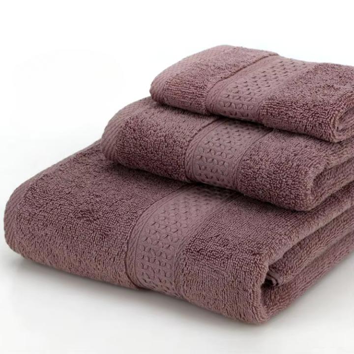 Lot 3pcs Essuie main, Serviette et Drap de bain en coton doux éponge 5 coloris naturels 360Gr