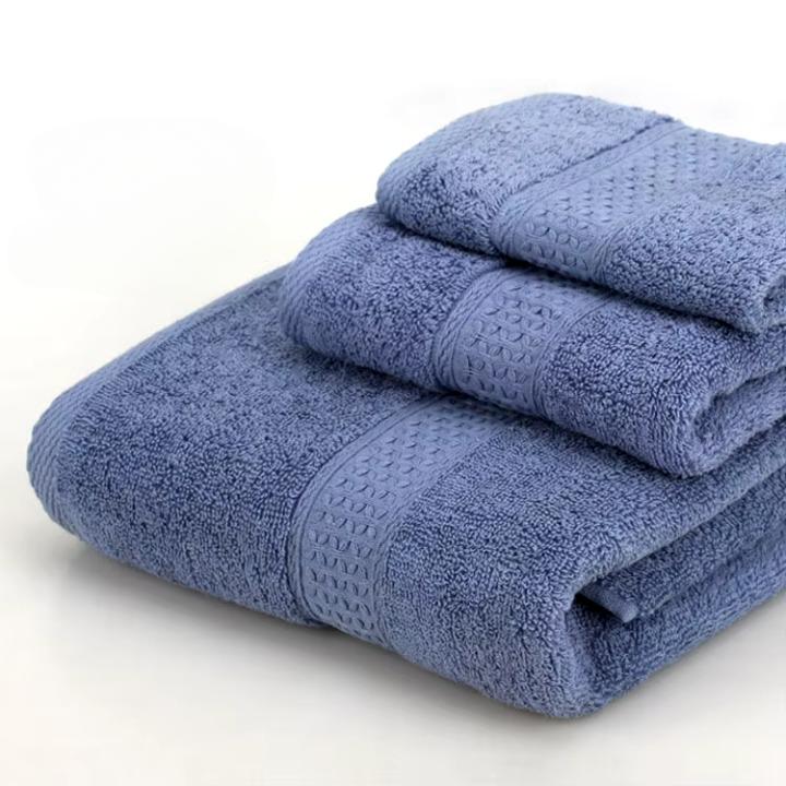 Lot 3pcs Essuie main, Serviette et Drap de bain en coton doux éponge 5 coloris naturels 360Gr