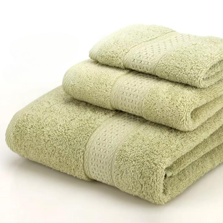 Lot 3pcs Essuie main, Serviette et Drap de bain en coton doux éponge 5 coloris naturels 360Gr