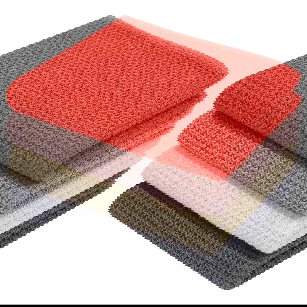 Lot 4 torchons en coton gaufré microfibre 34x73