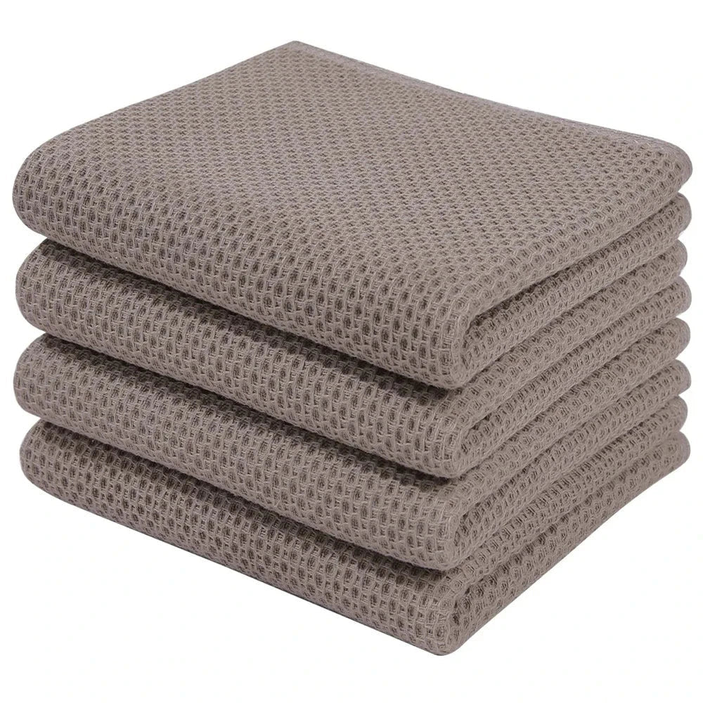Lot 4 torchons en coton gaufré microfibre 34x73