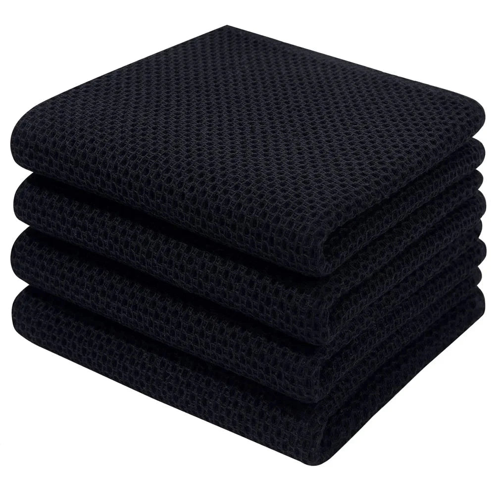 Lot 4 torchons en coton gaufré microfibre 34x73