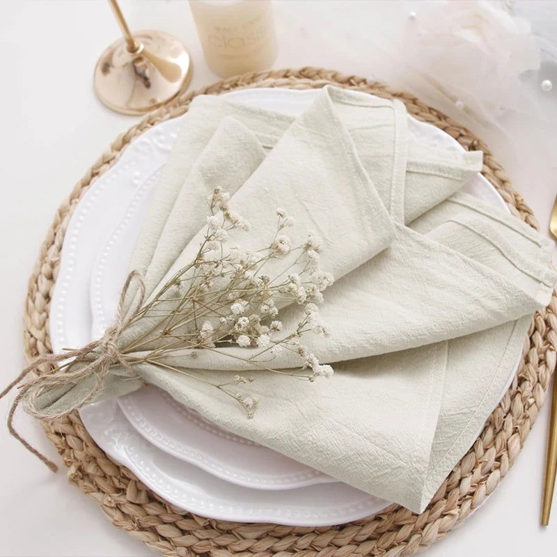 Lot 6/12/24 Serviettes de table beige en polyester 40x40