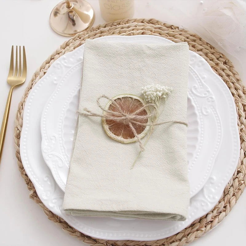 Lot 6/12/24 Serviettes de table beige en polyester 40x40