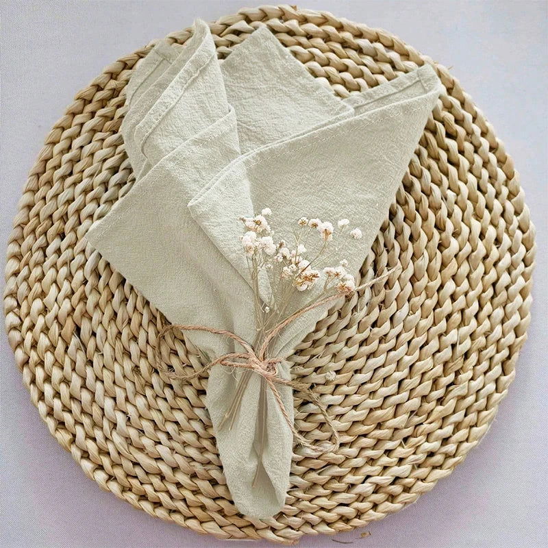 Lot 6/12/24 Serviettes de table beige en polyester 40x40