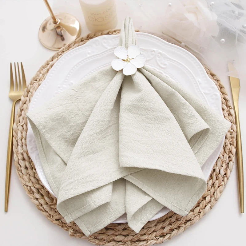 Lot 6/12/24 Serviettes de table beige en polyester 40x40