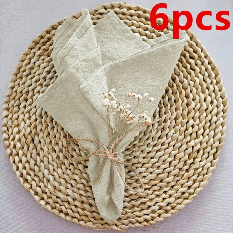 Lot 6/12/24 Serviettes de table beige en polyester 40x40