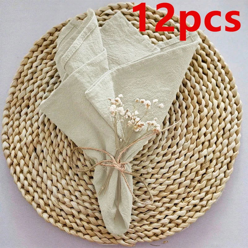 Lot 6/12/24 Serviettes de table beige en polyester 40x40