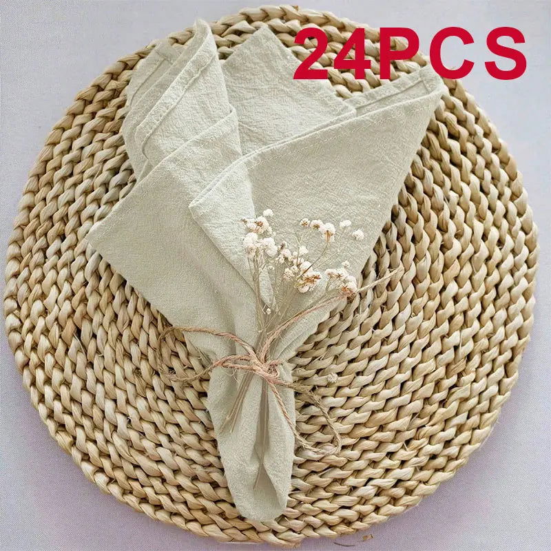 Lot 6/12/24 Serviettes de table beige en polyester 40x40