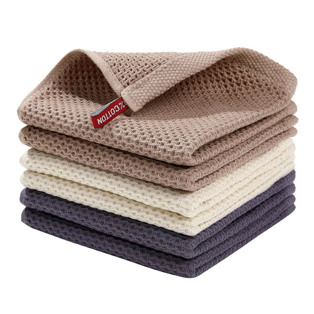Lot 6 Essuie mains en coton gaufré microfibre 33x33