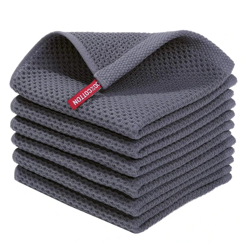 Lot 6 Essuie mains en coton gaufré microfibre 33x33