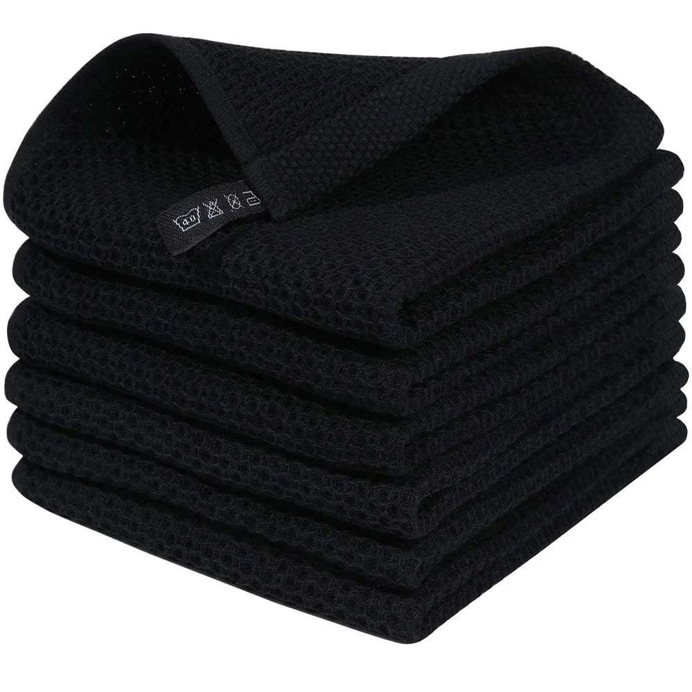 Lot 6 Essuie mains en coton gaufré microfibre 33x33