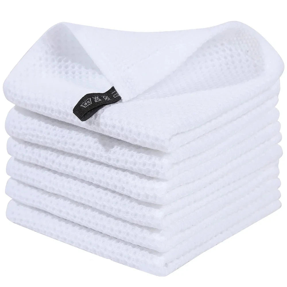 Lot 6 Essuie mains en coton gaufré microfibre 33x33