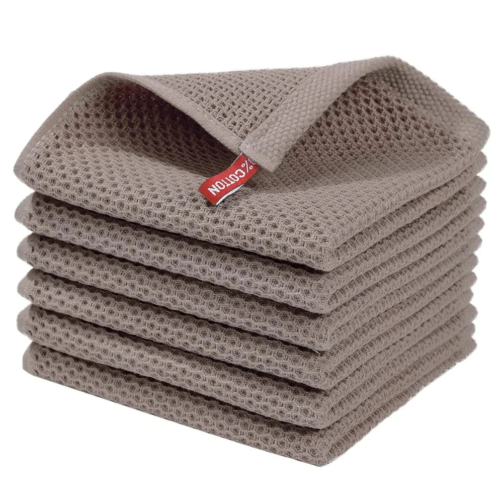 Lot 6 Essuie mains en coton gaufré microfibre 33x33