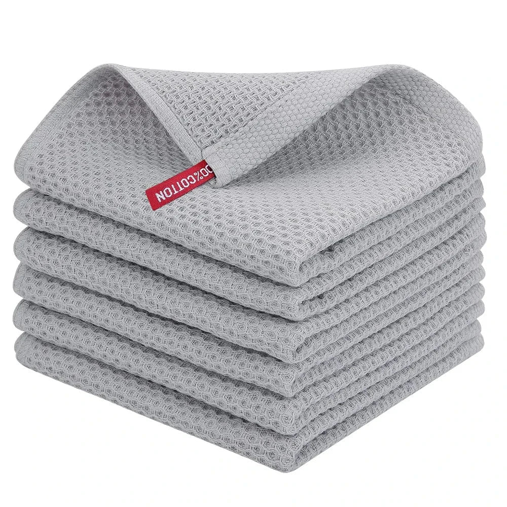 Lot 6 Essuie mains en coton gaufré microfibre 33x33