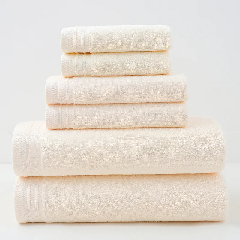 Lot 6pcs Essuie main Serviette Drap Bain en coton bio 4 coloris