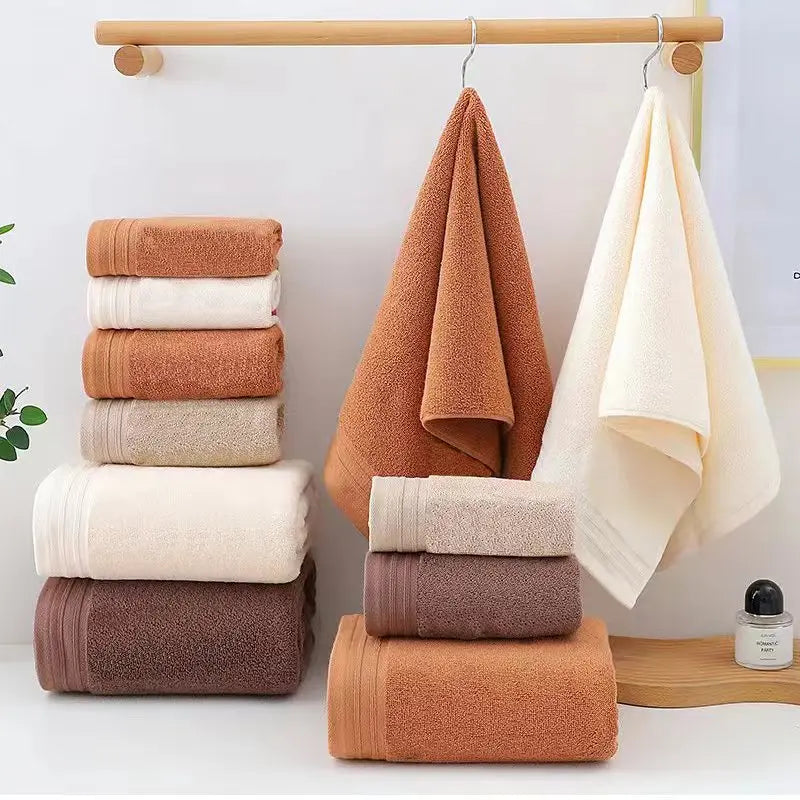 Lot 6pcs Essuie main Serviette Drap Bain en coton bio 4 coloris