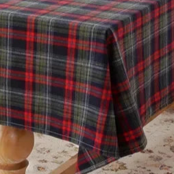 Nappe de Noël en tartan bleu polyester