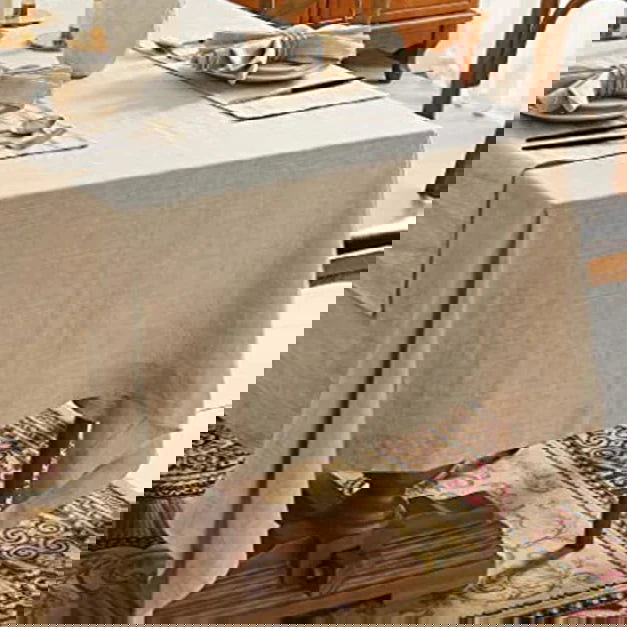 Nappe en lin carrée unie beige