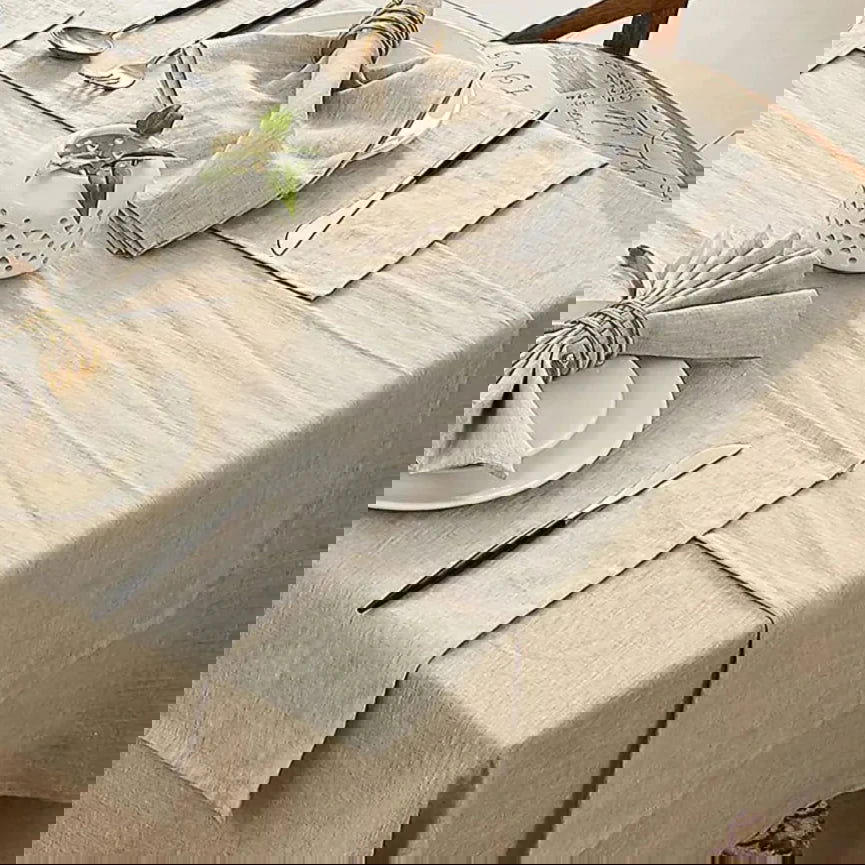Nappe en lin carrée unie beige