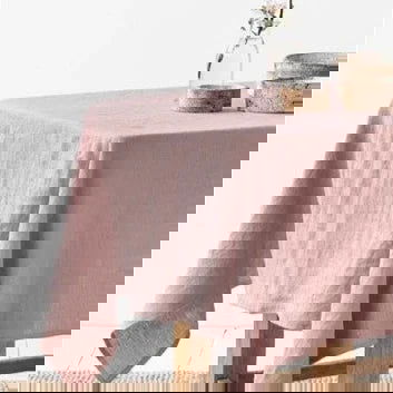 Nappe en lin carrée unie rose