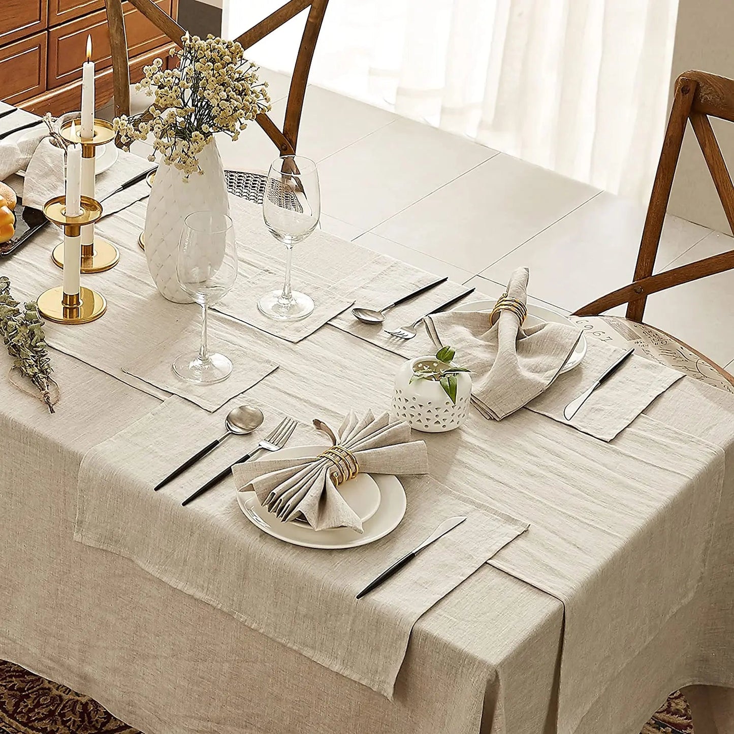 Nappe en lin unie beige