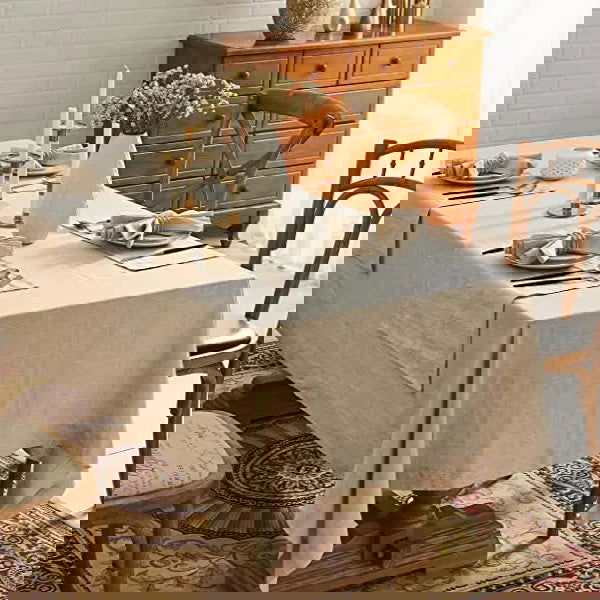 Nappe en lin unie beige