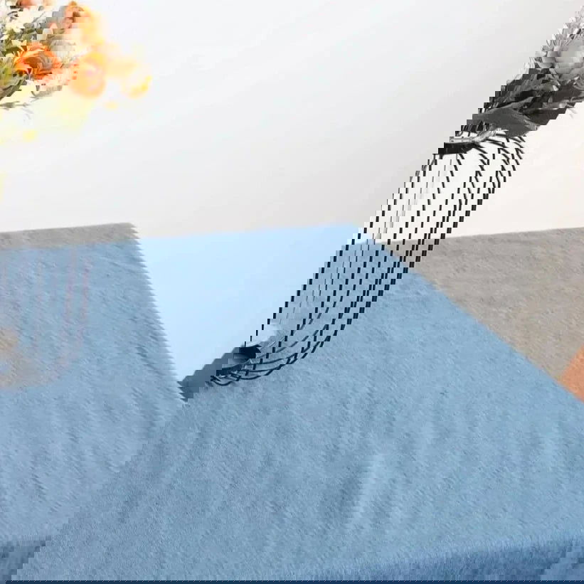 Nappe en lin unie bleue
