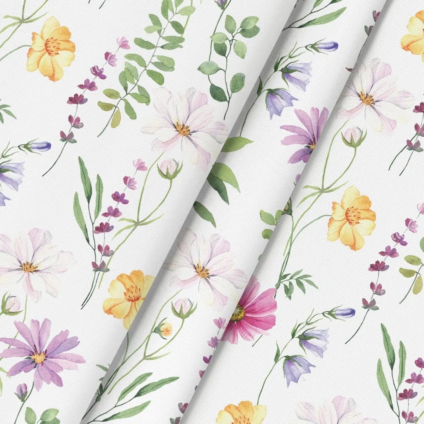 Nappe fleurie polyester déperlant à fleurs et brindilles printanières