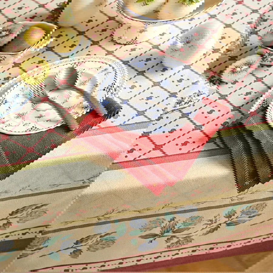 Nappe imprimée laine de lin motif pastoral américain
