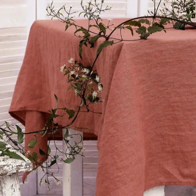 Best seller : Nappe en lin terra cotta