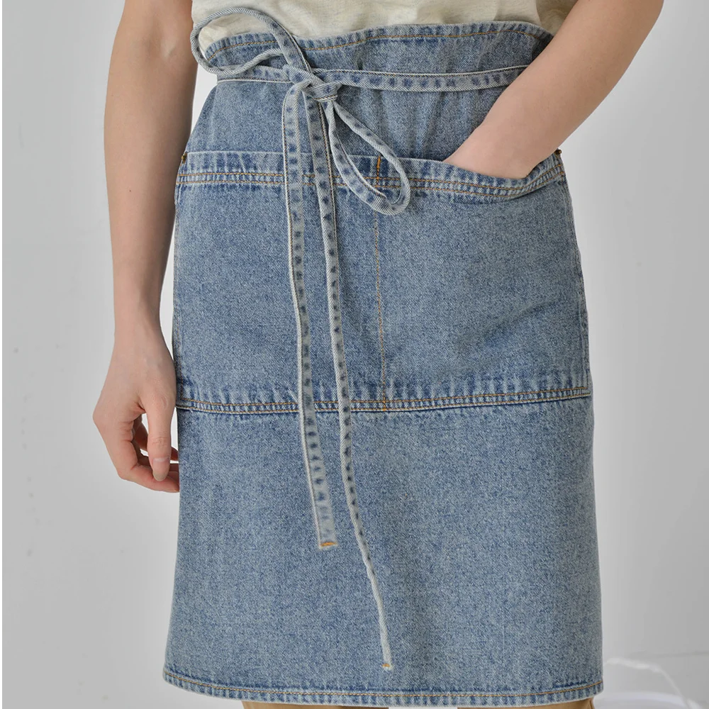 Demi tablier en coton denim