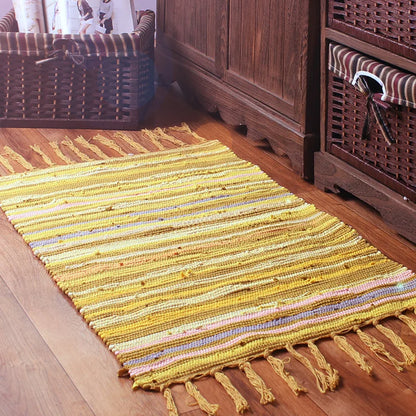 Tapis de bain absorbant en coton tissé main style Bohème