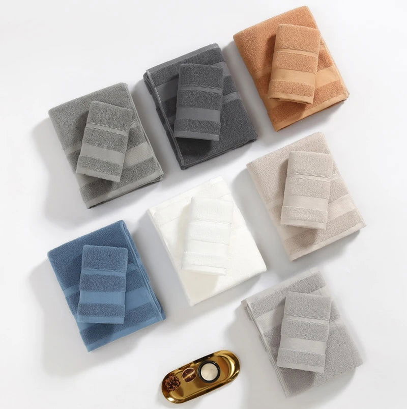 Lot 1 Serviette de toilette et 1 de bain en coton uni 34x74/70x140
