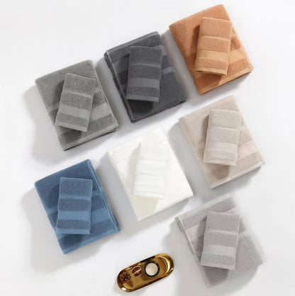 Lot 1 Serviette de toilette et 1 de bain en coton uni 34x74/70x140