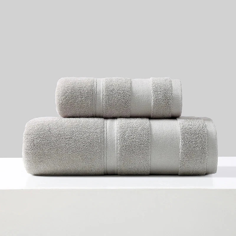 Lot 1 Serviette de toilette et 1 de bain en coton uni 34x74/70x140
