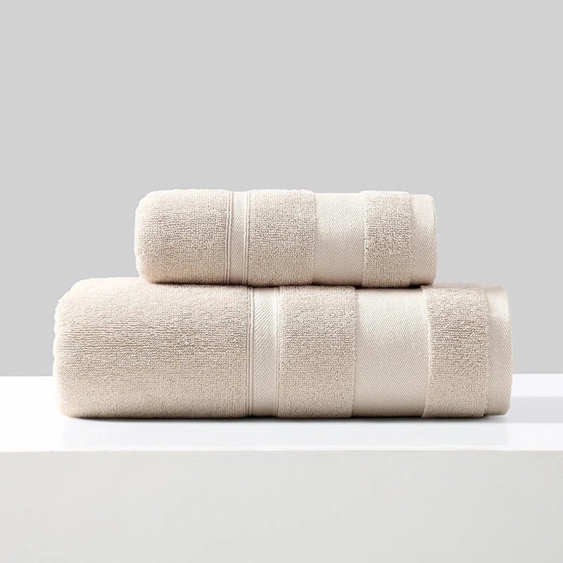 Lot 1 Serviette de toilette et 1 de bain en coton uni 34x74/70x140