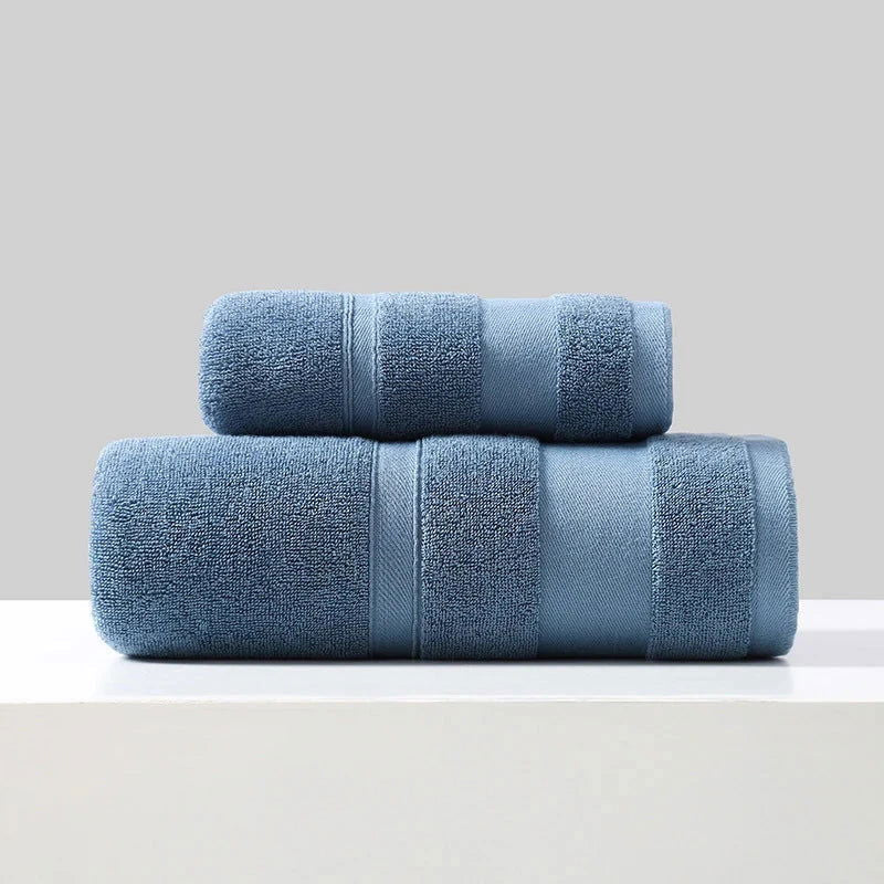 Lot 1 Serviette de toilette et 1 de bain en coton uni 34x74/70x140
