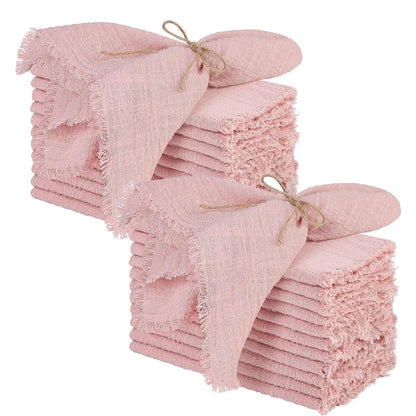 Lot 24 Serviettes de table de Fête en gaze de coton uni pâle