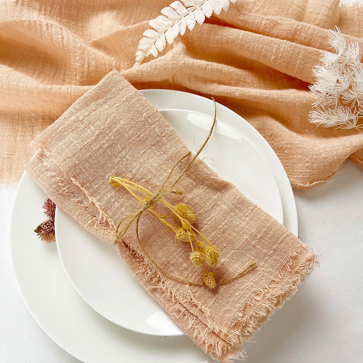 Lot 24 Serviettes de table de Fête en gaze de coton uni pâle