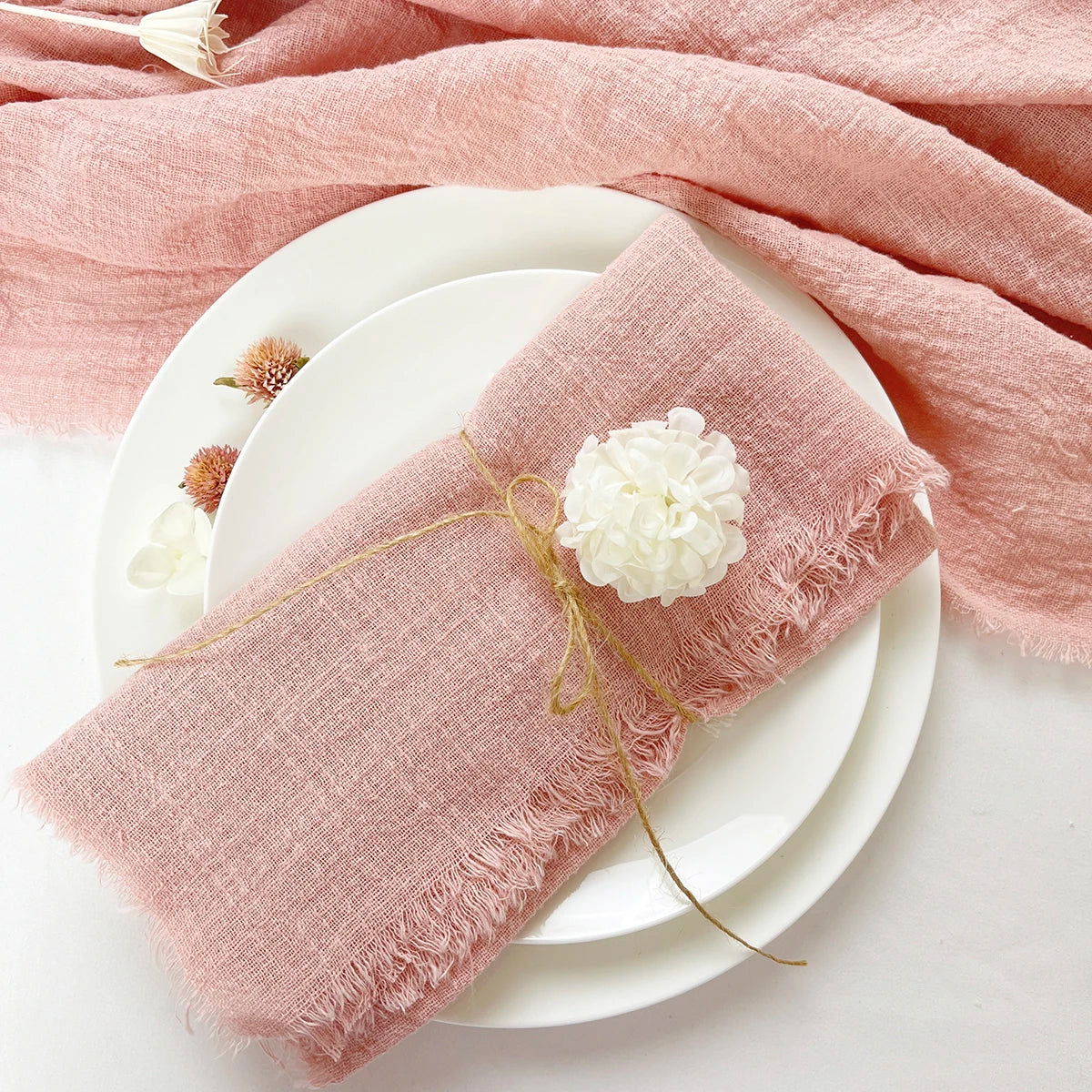 Lot 24 Serviettes de table de Fête en gaze de coton uni pâle