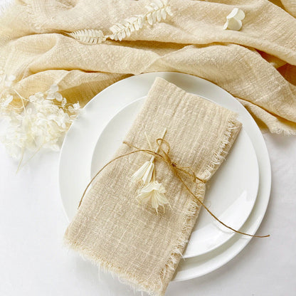 Lot 24 Serviettes de table de Fête en gaze de coton uni pâle